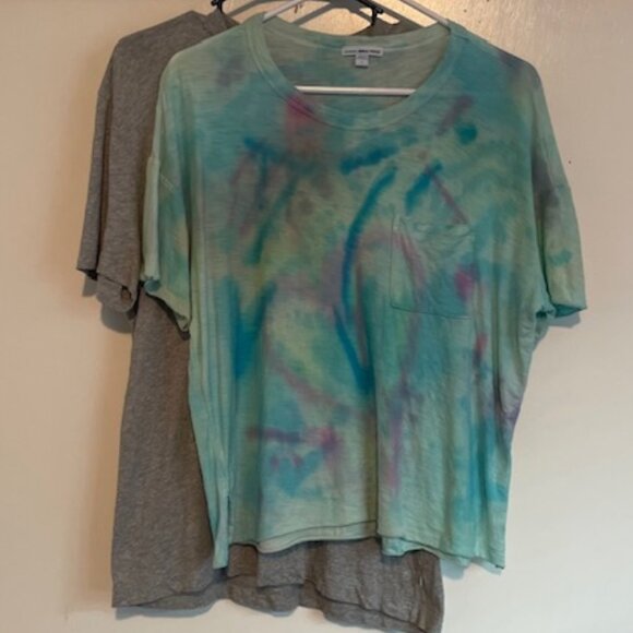 James Perse T-shirt Bundle Size 1 Gray Standard Blue Pink Tie Dyed Hippie Small - Picture 1 of 12